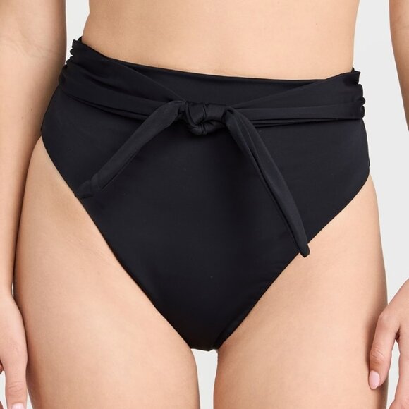 NEW Mara Hoffman Goldie High Waisted Tie Front Bikini Bottom in Black Size Small - Picture 1 of 5